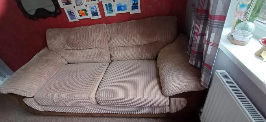 3 seater brown corduroy effect