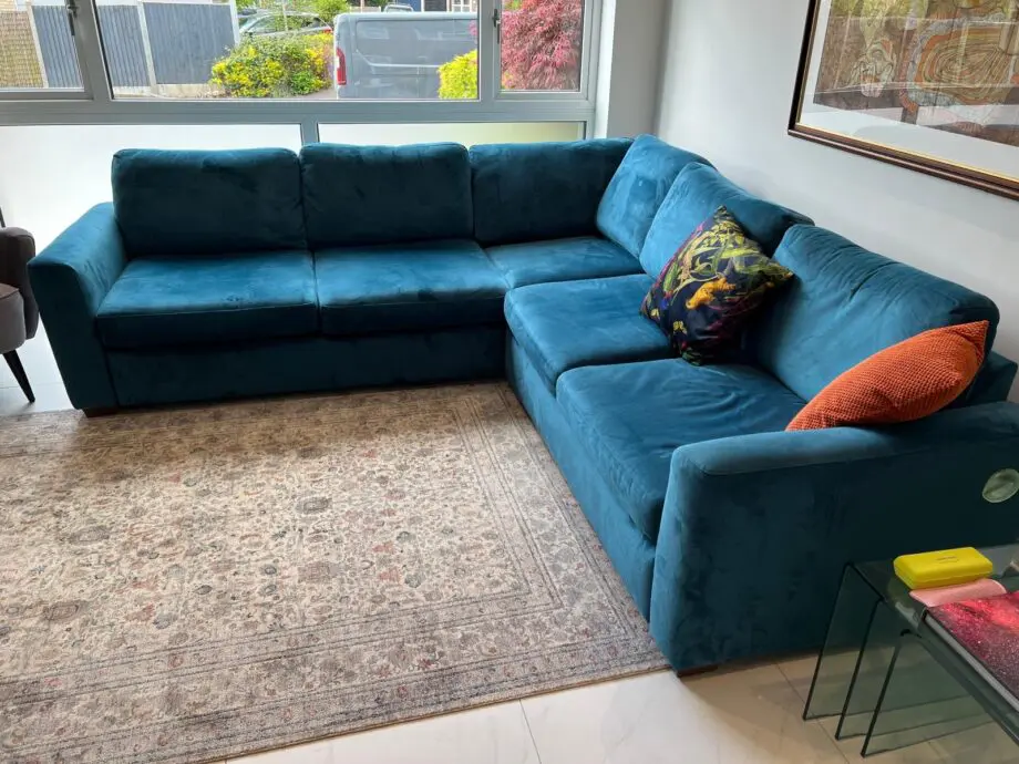 John Lewis corner blue/teal sofa