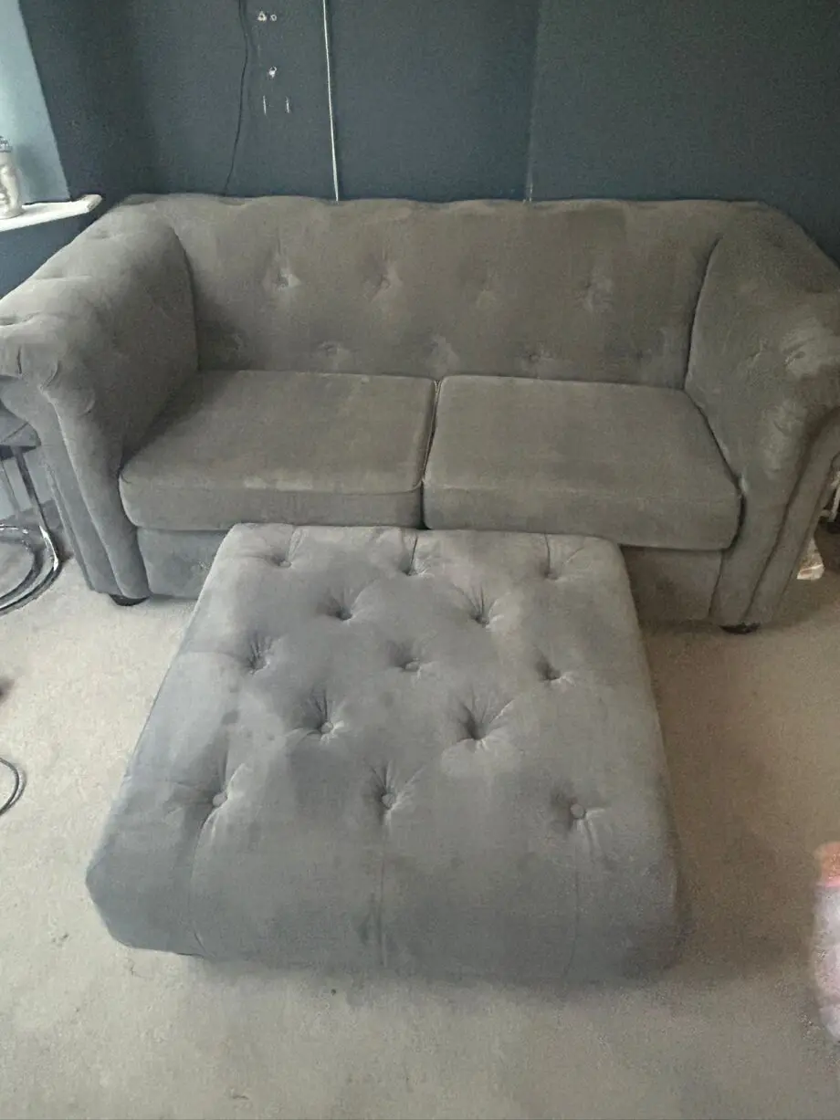 Dfs belair plaza grey sofa & matching footstool