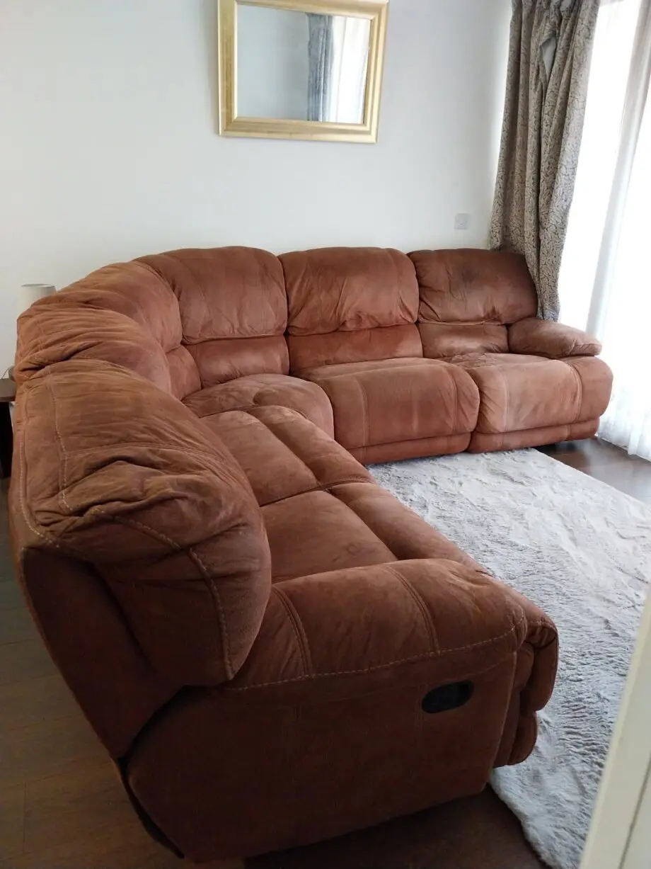 Brown suede corner Sofa