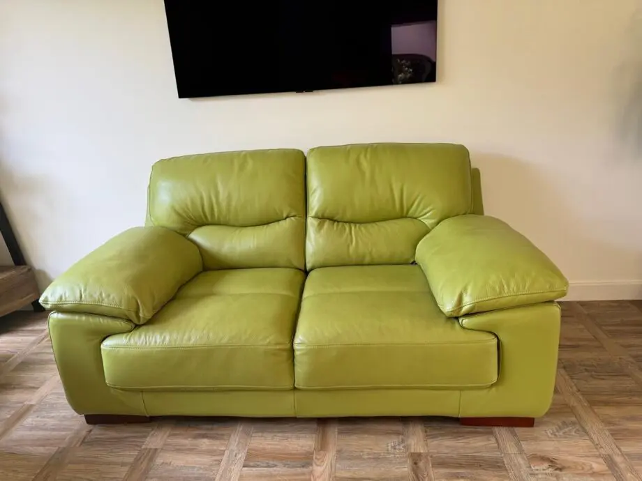 DFS Dazzle 2 seater sofa + storage pouffe green