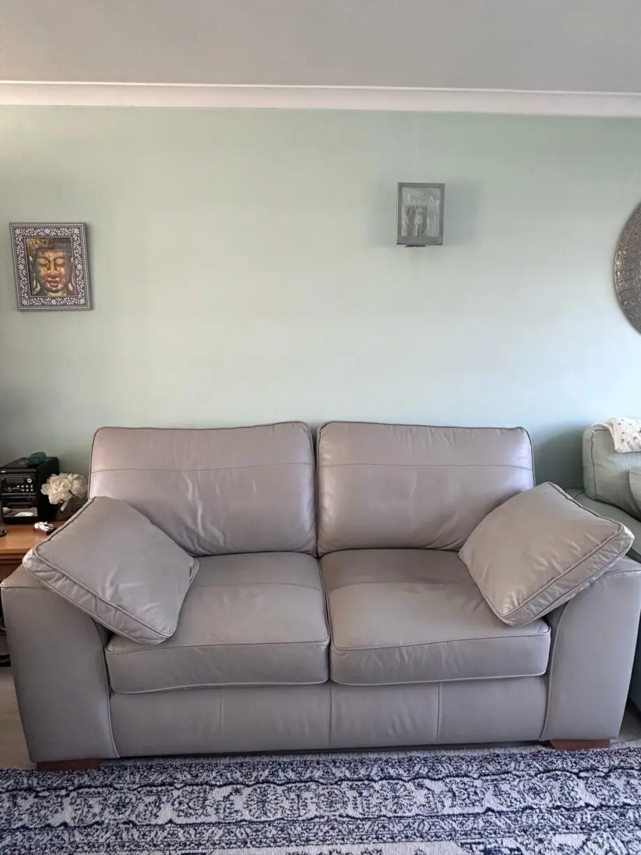 Next silver grey leather sofa