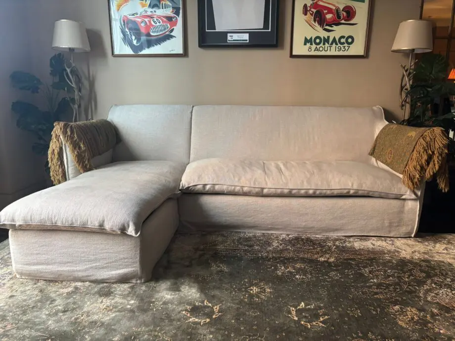 Love Your Home Beige Linen Sophie Corner Sofa Bed with Chaise