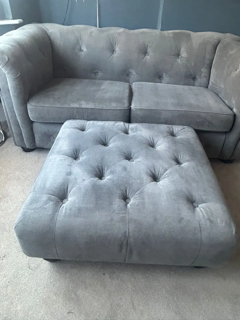 Dfs belair plaza grey sofa & matching footstool