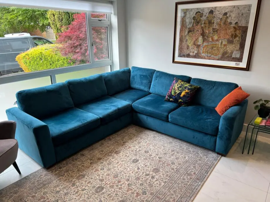 John Lewis corner blue/teal sofa