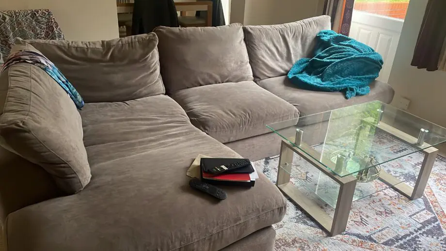 Beige L shape sofa