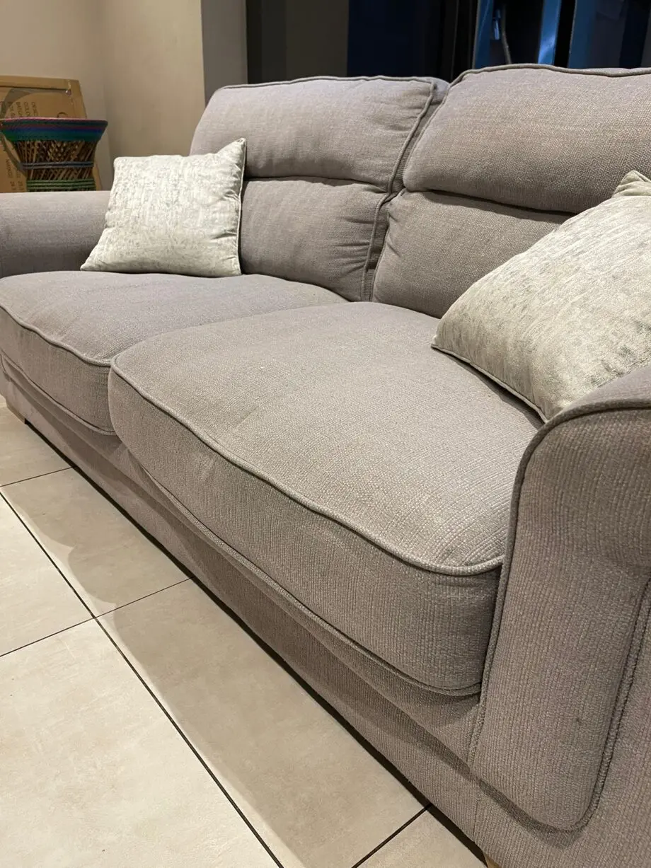 2 three seater grey sofas