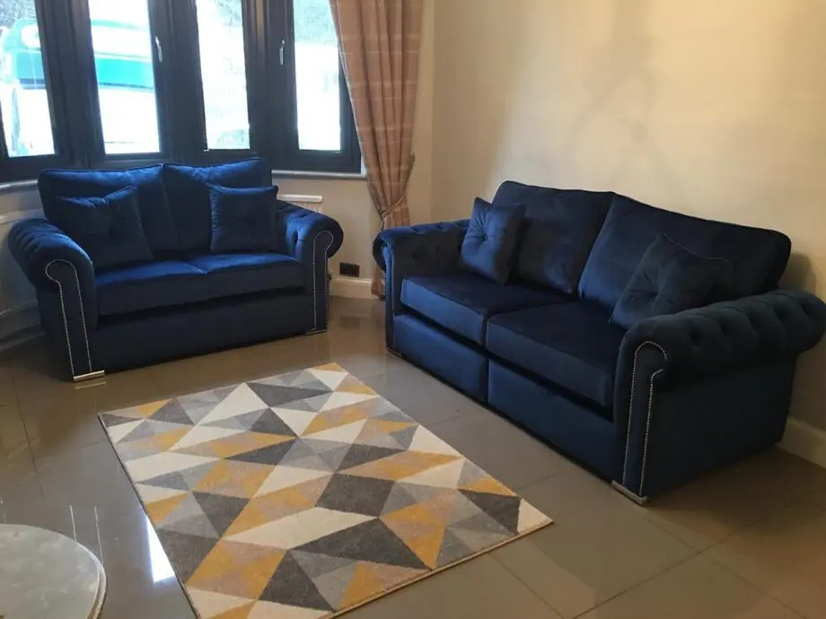 3+2 Blue Ashwin Sofa Set 20% OFF NOW