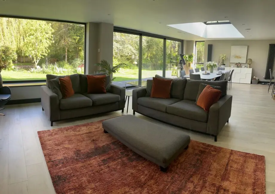 Next Charcoal Grey woven modern square style sofa and footstool set