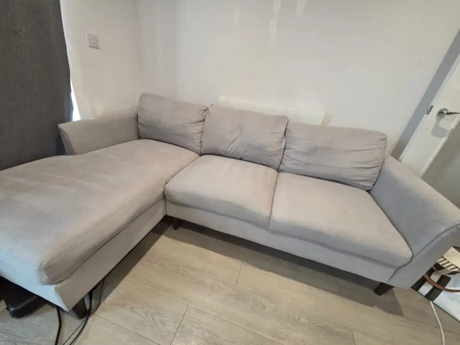 Hayward Dove Grey Plush Fabric L Shape Corner Sofa - LHF