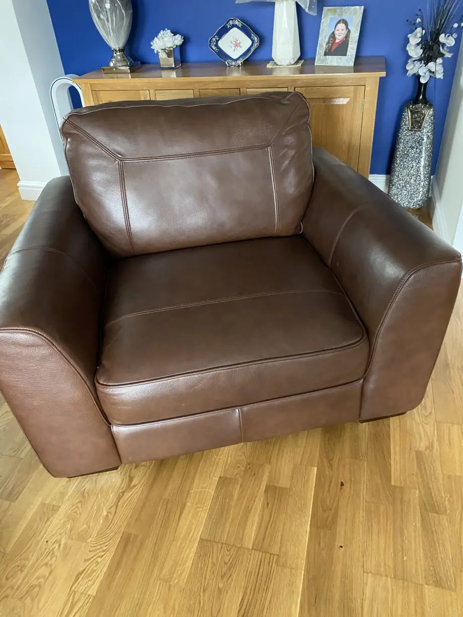 Large brown leather chair