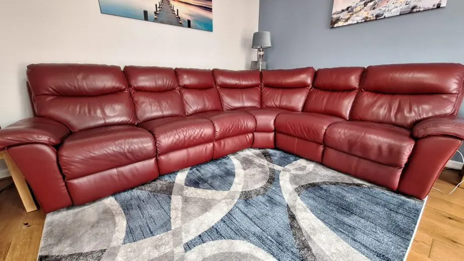 SCS La-Z-Boy Red Leather Modular Corner Sofa