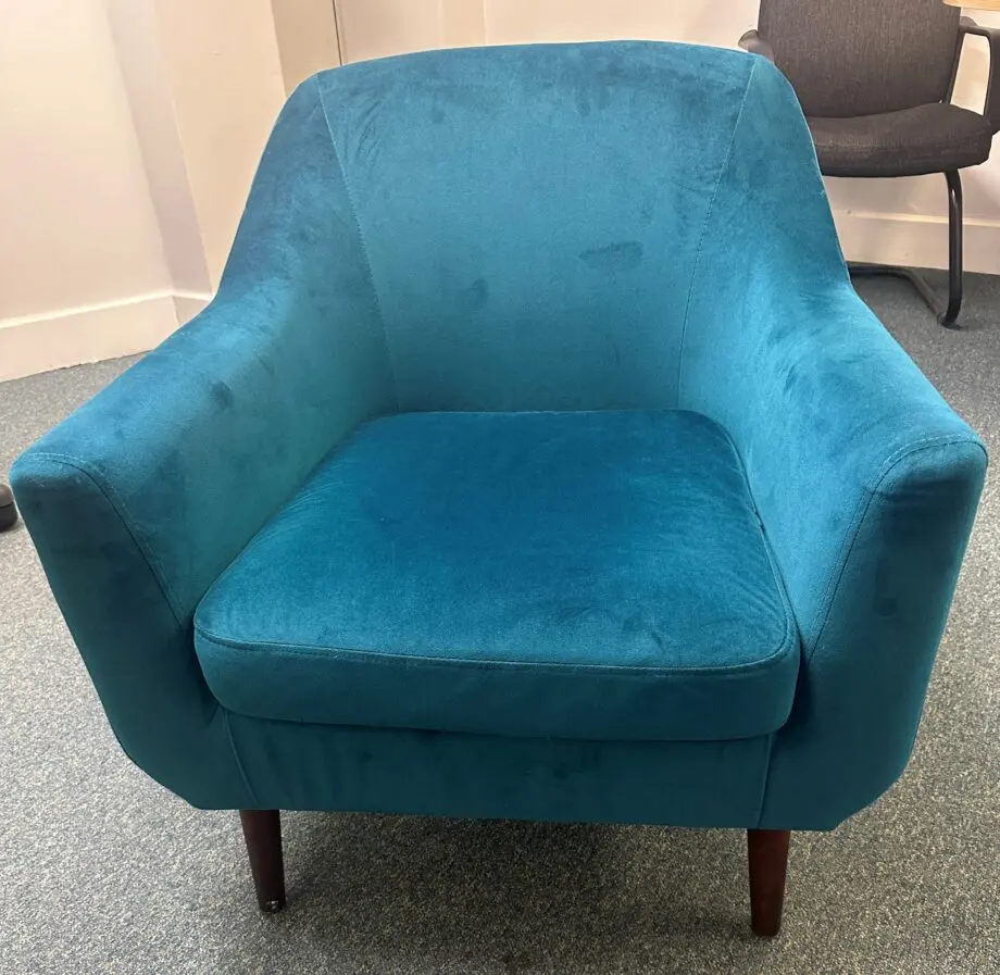 Teal Velvet Armchair – Excellent Condition – £