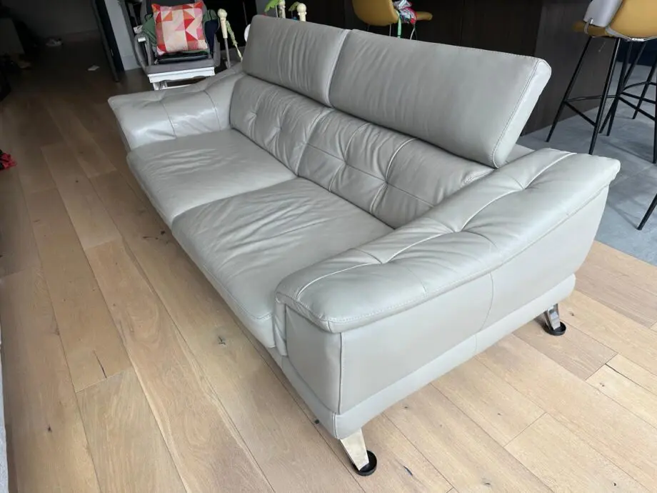 Sofology grey premium leather sofa & footstool