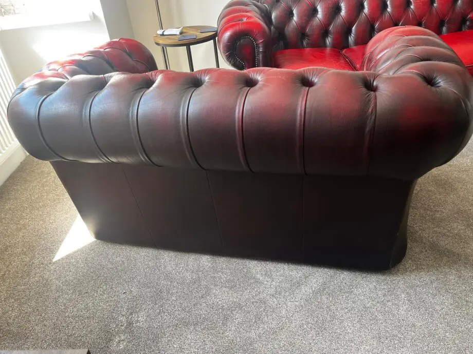 2 and 3 seater Chesterfield sofas in red leather