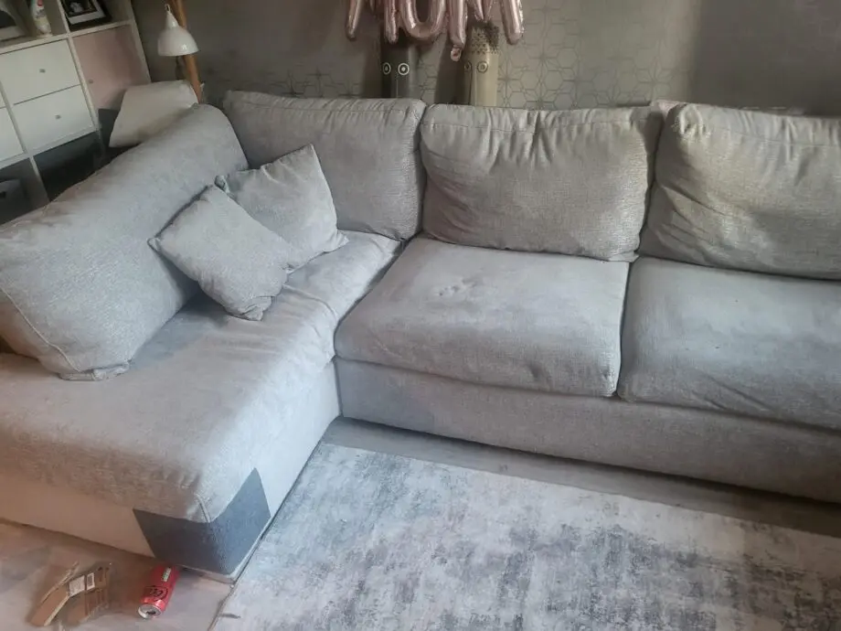 Very large silver sofa