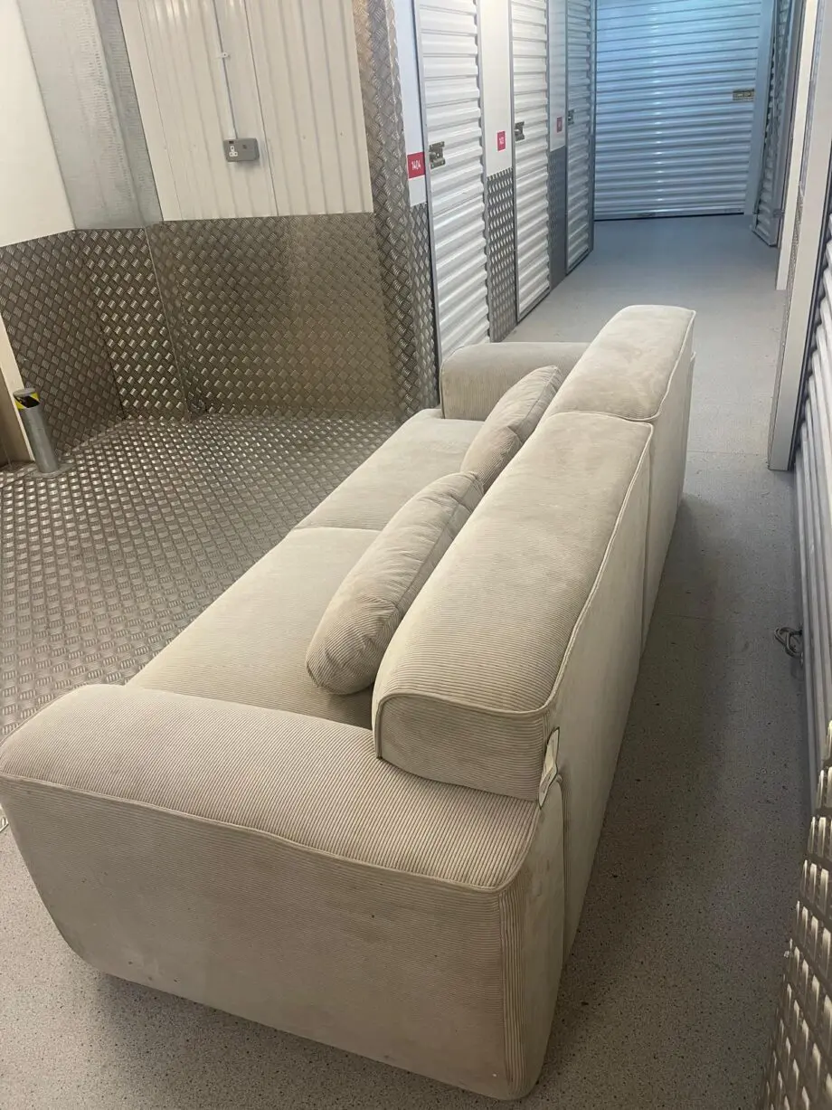 3 seater cream corduroy soft sofa
