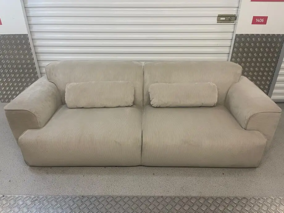 3 seater cream corduroy soft sofa