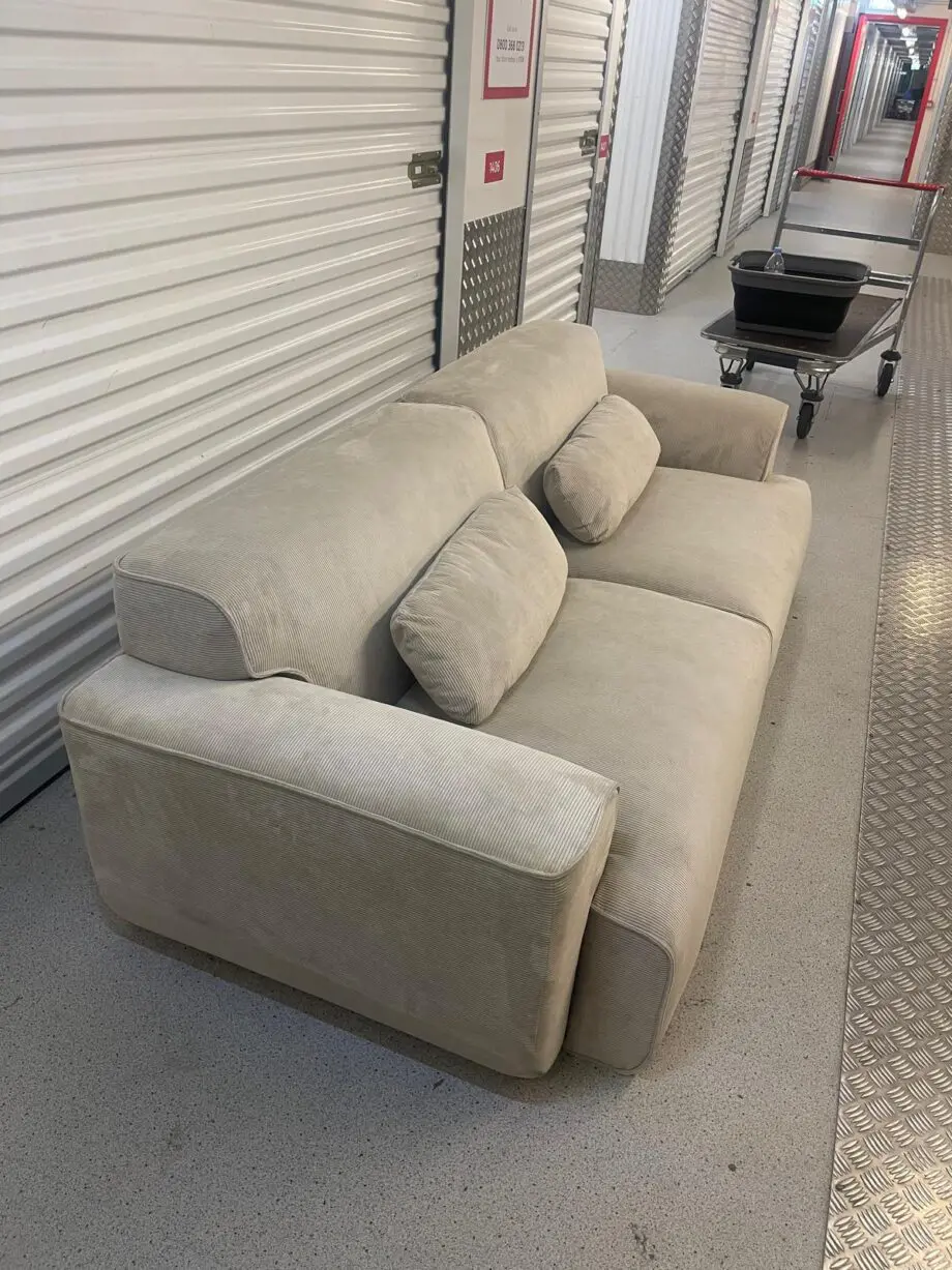 3 seater cream corduroy soft sofa