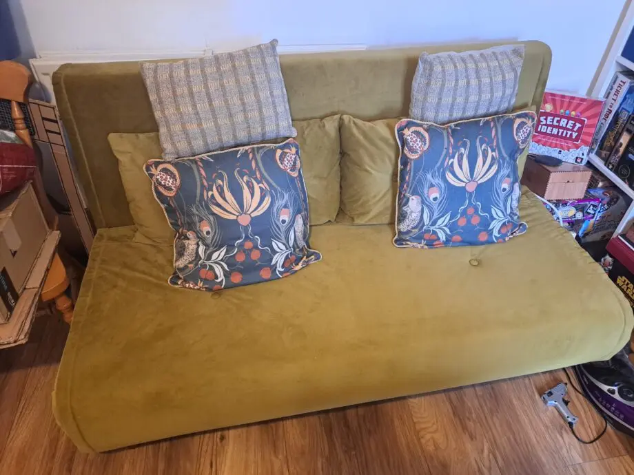 Made Haru Large Double Sofa Bed Vintage Gold Velvet