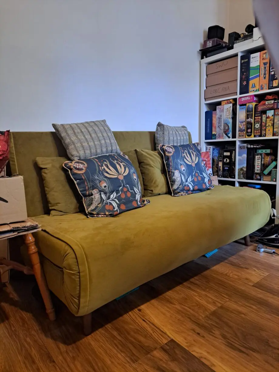 Made Haru Large Double Sofa Bed Vintage Gold Velvet