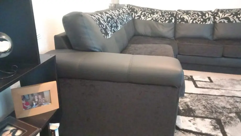 Black and silver corner sofa