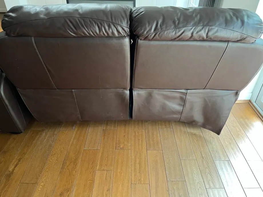 3 seat brown leather sofas + 2 seat brown manual Recliner leather sofas