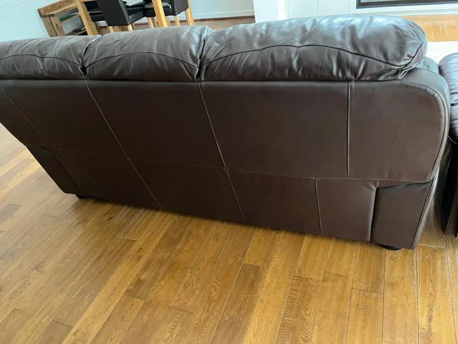 3 seat brown leather sofas + 2 seat brown manual Recliner leather sofas