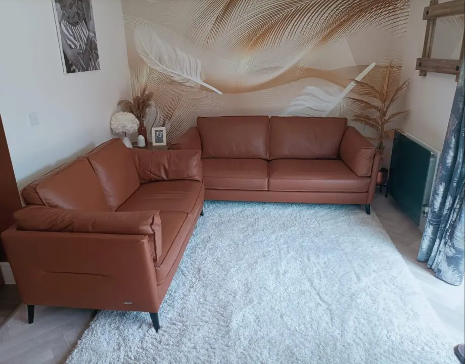 Very Home Sasha Tan leather 3 & 2 seater settee