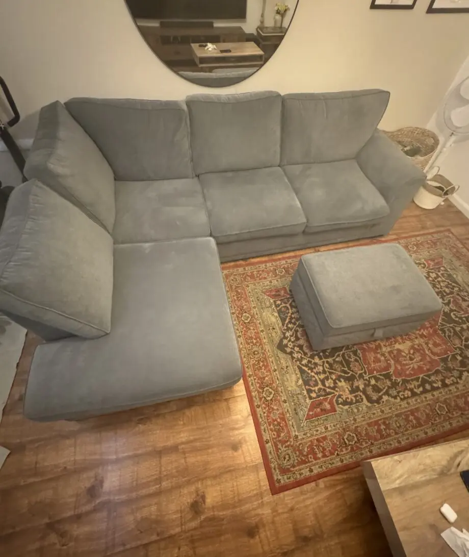 DFS Grey Orka Open End Corner Sofa and Large Storage Footstool Bundle