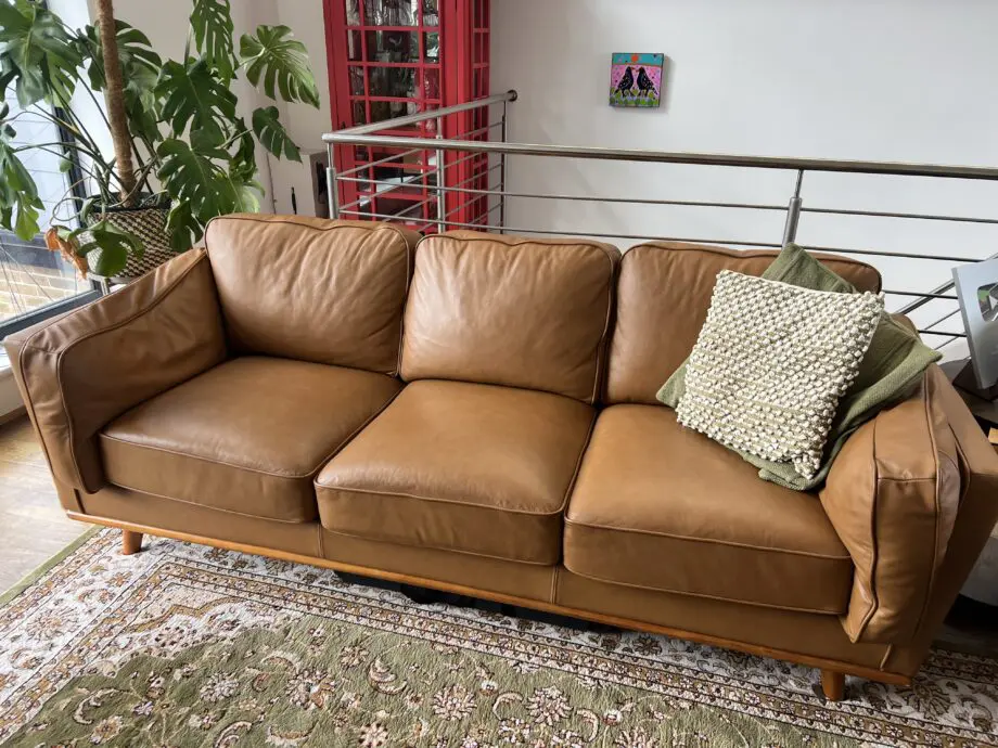 Cognac Italian leather sofa