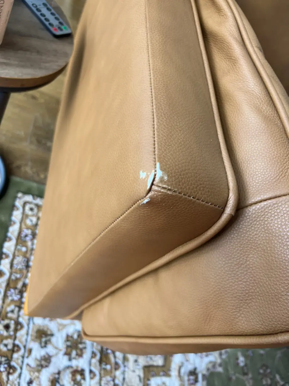 Cognac Italian leather sofa