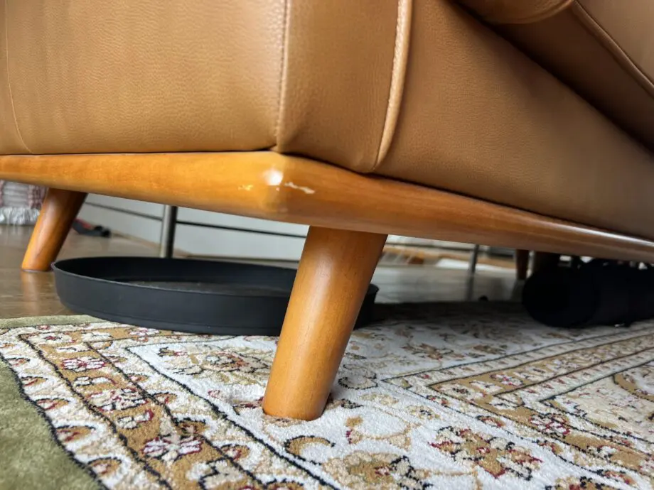 Cognac Italian leather sofa