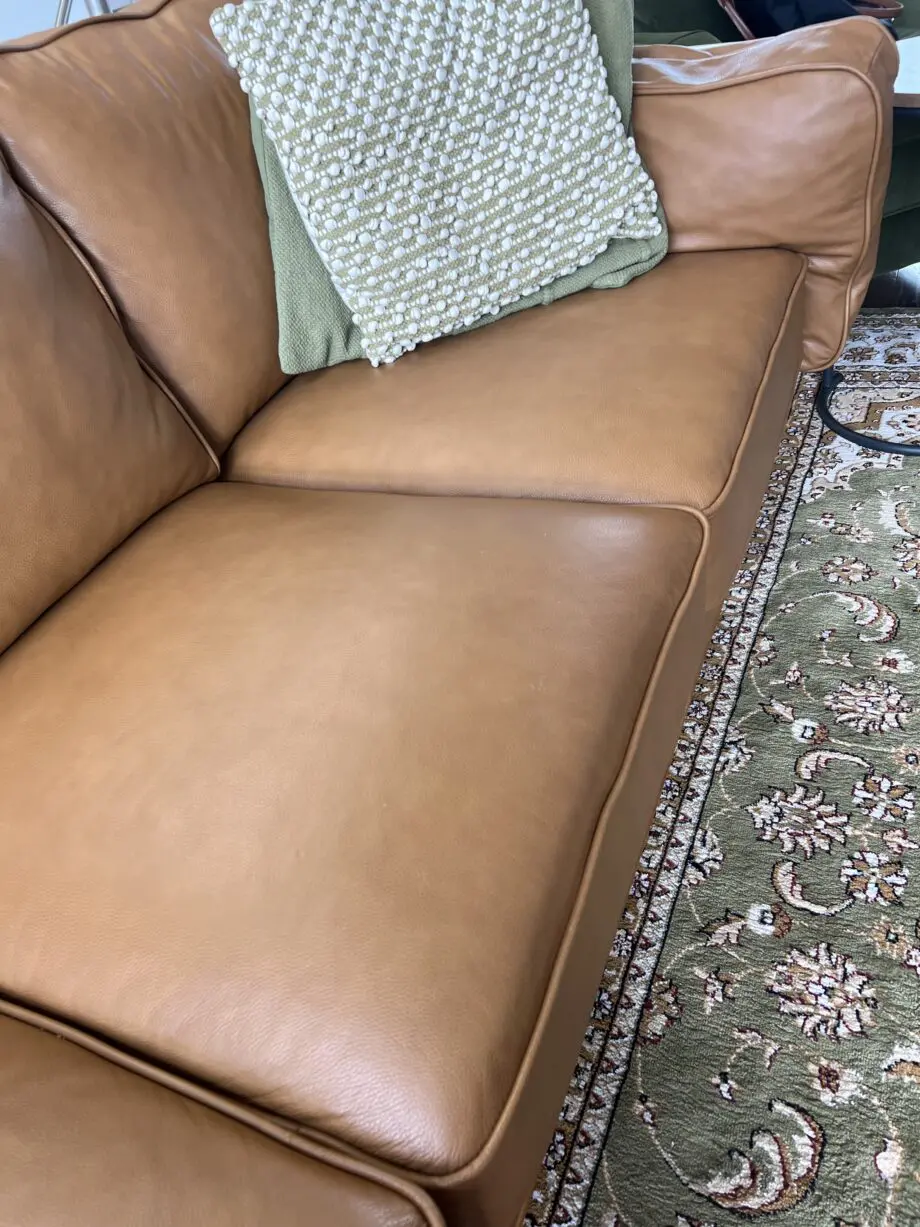 Cognac Italian leather sofa