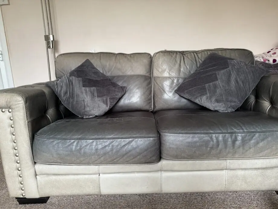 SCS 2 seater sofa, Italian grey leather