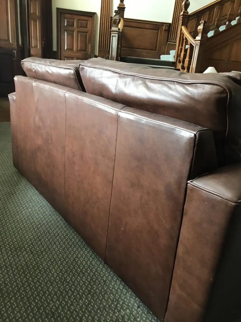 Laura Ashley Brown leather 2 seater sofa