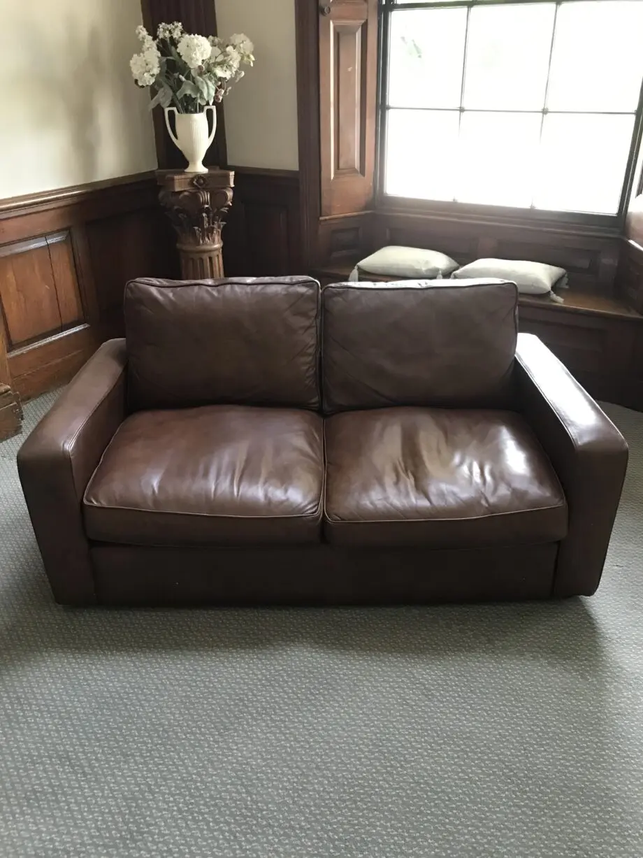 Laura Ashley Brown leather 2 seater sofa
