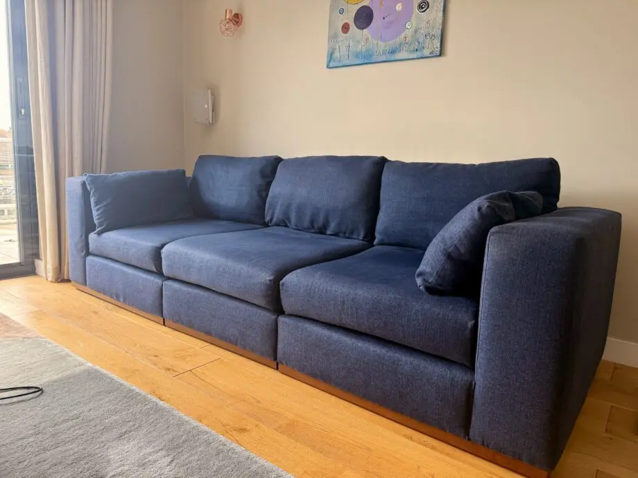 John Lewis + Swoon Rubik Modular Sofas in Broadgate Blue Wool.