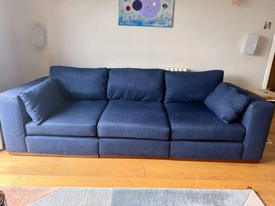 John Lewis + Swoon Rubik Modular Sofas in Broadgate Blue Wool.