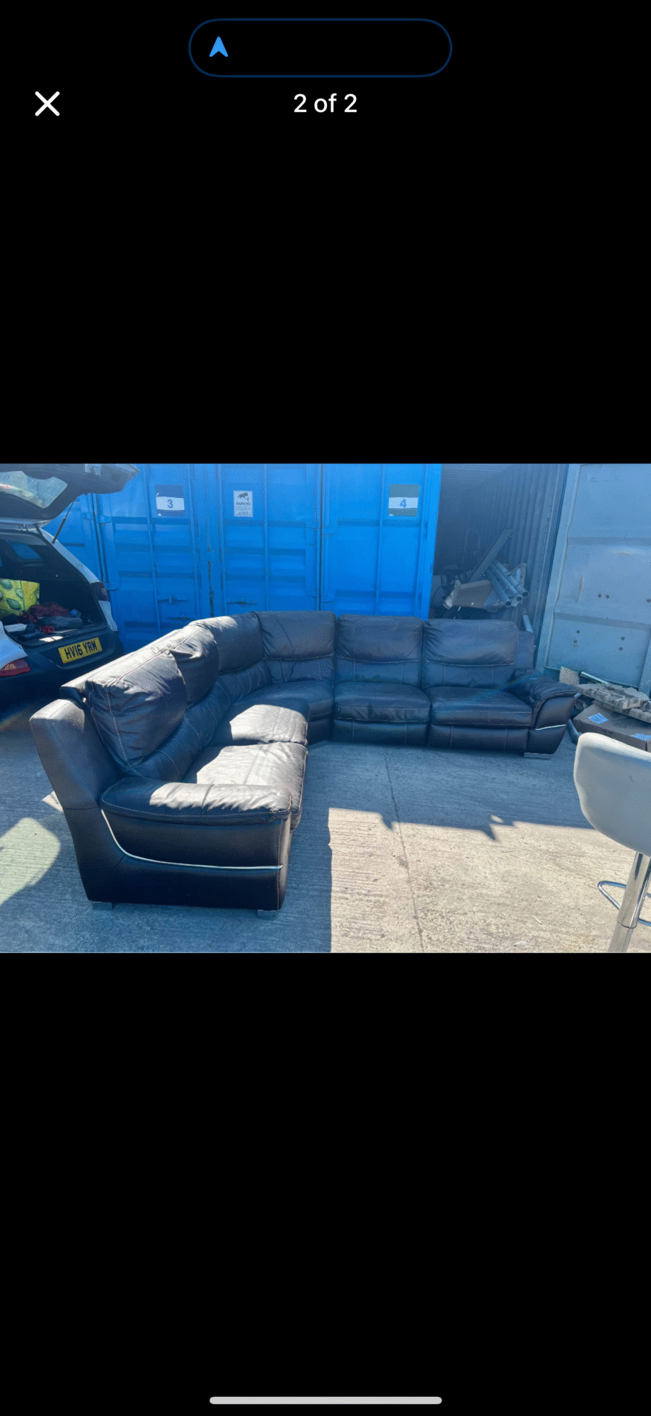 Dark brown leather corner sofa