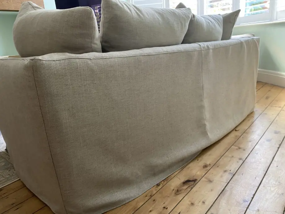 M&S 3 Seater Beige Loose Cover Feather Sofa