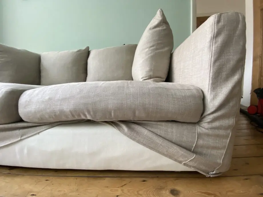 M&S 3 Seater Beige Loose Cover Feather Sofa