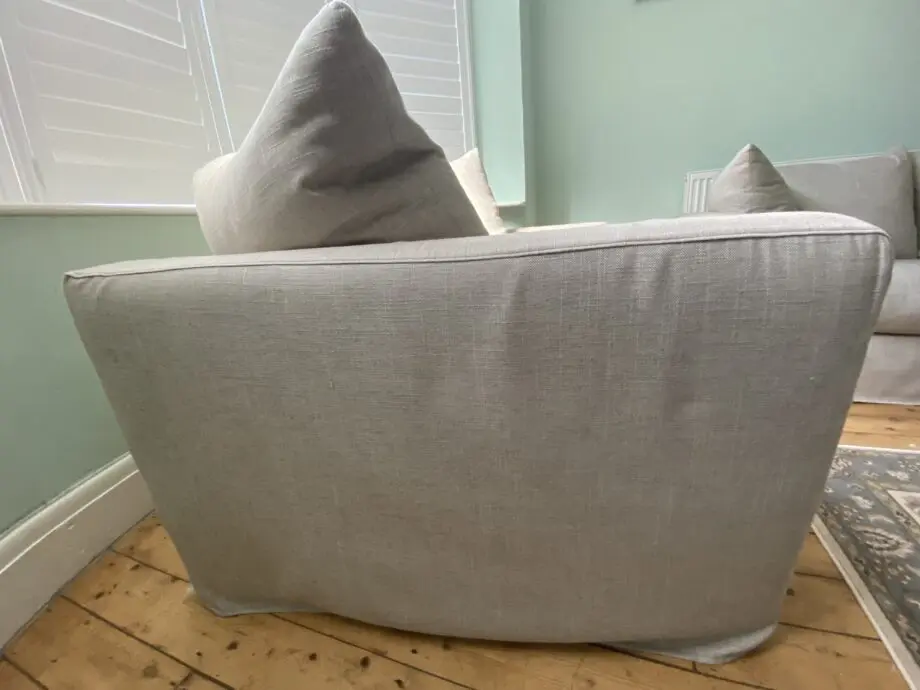 M&S 2 Seater/Loveseat Beige Loose Cover Feather Sofa