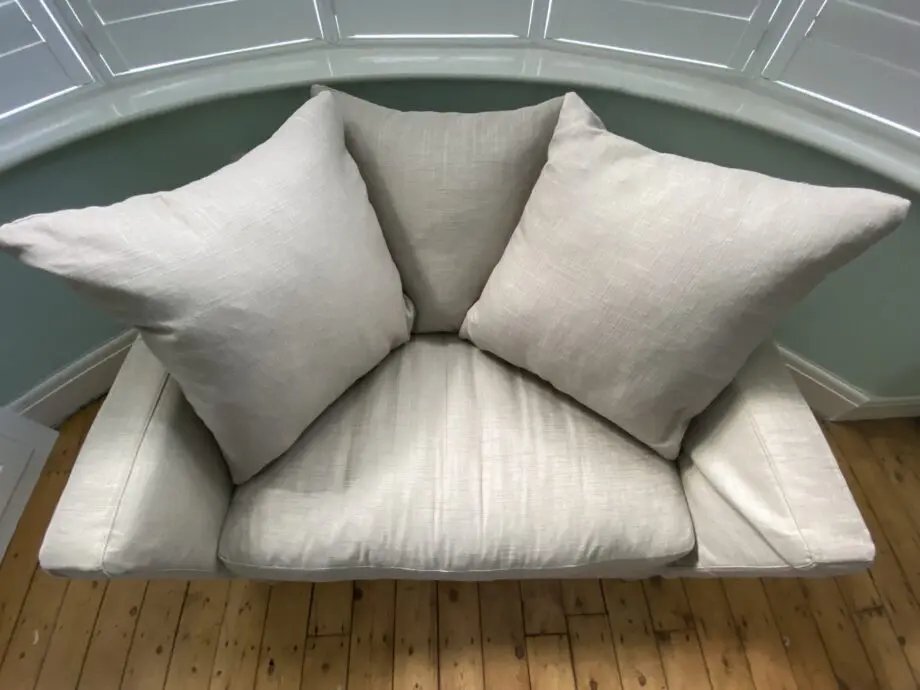 M&S 2 Seater/Loveseat Beige Loose Cover Feather Sofa