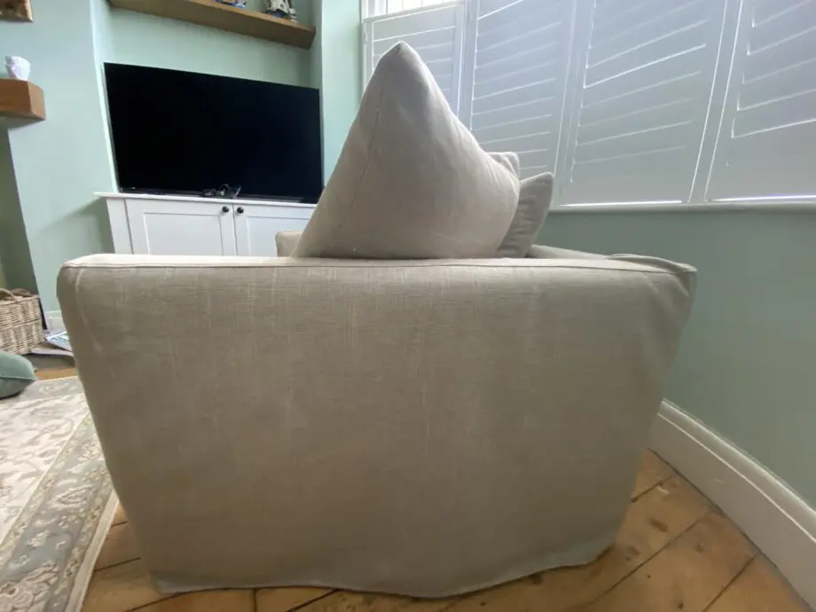 M&S 2 Seater/Loveseat Beige Loose Cover Feather Sofa