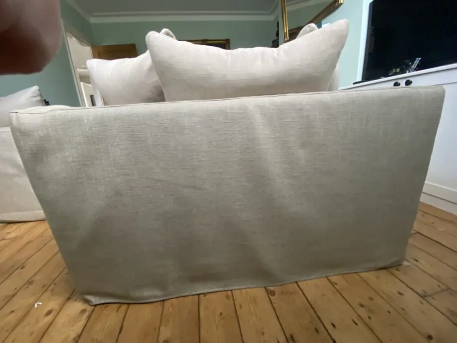 M&S 2 Seater/Loveseat Beige Loose Cover Feather Sofa