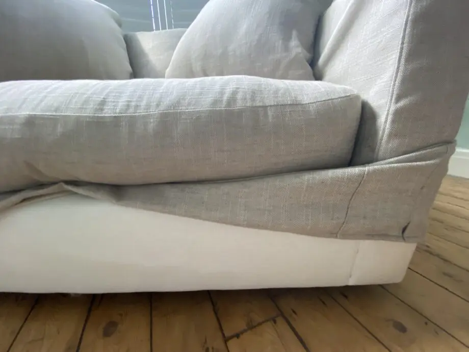 M&S 2 Seater/Loveseat Beige Loose Cover Feather Sofa