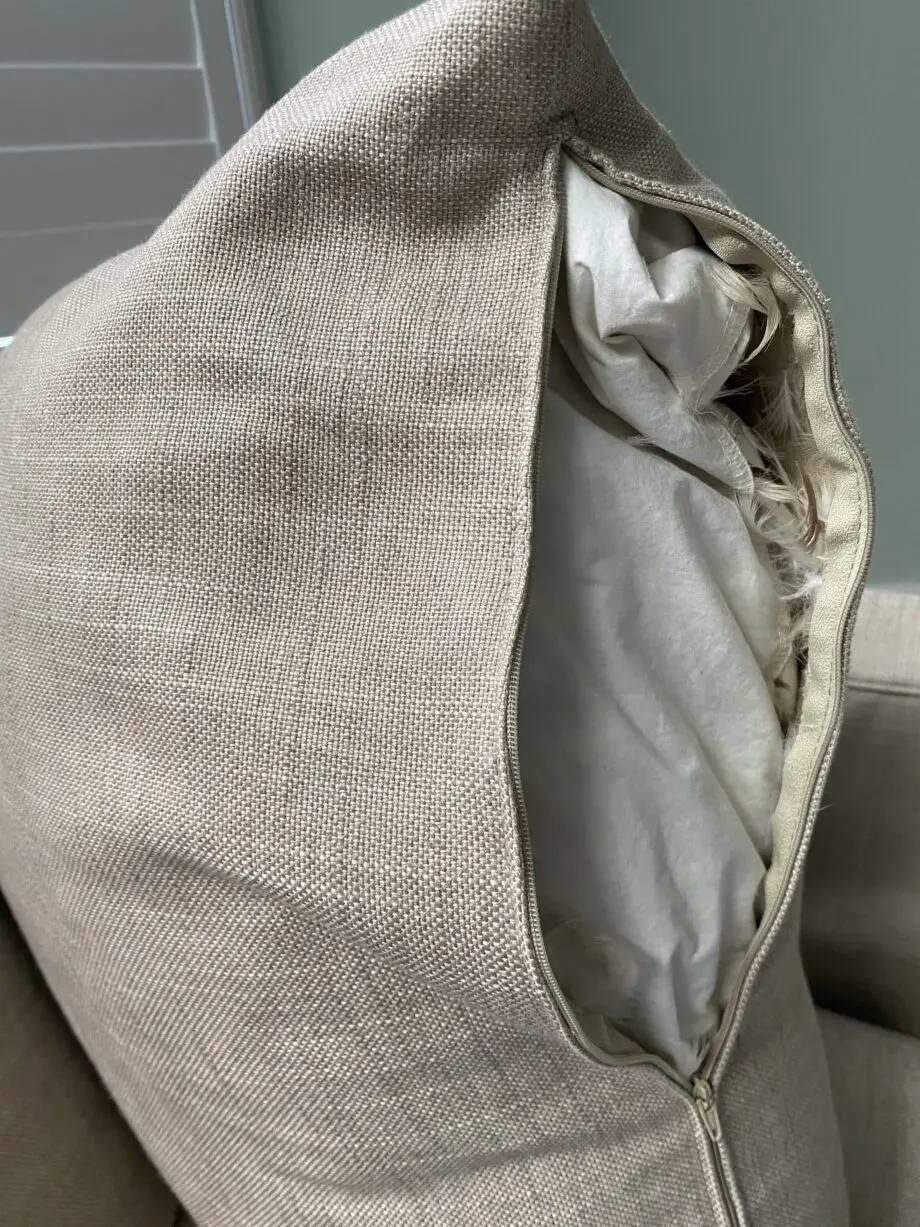 M&S 2 Seater/Loveseat Beige Loose Cover Feather Sofa