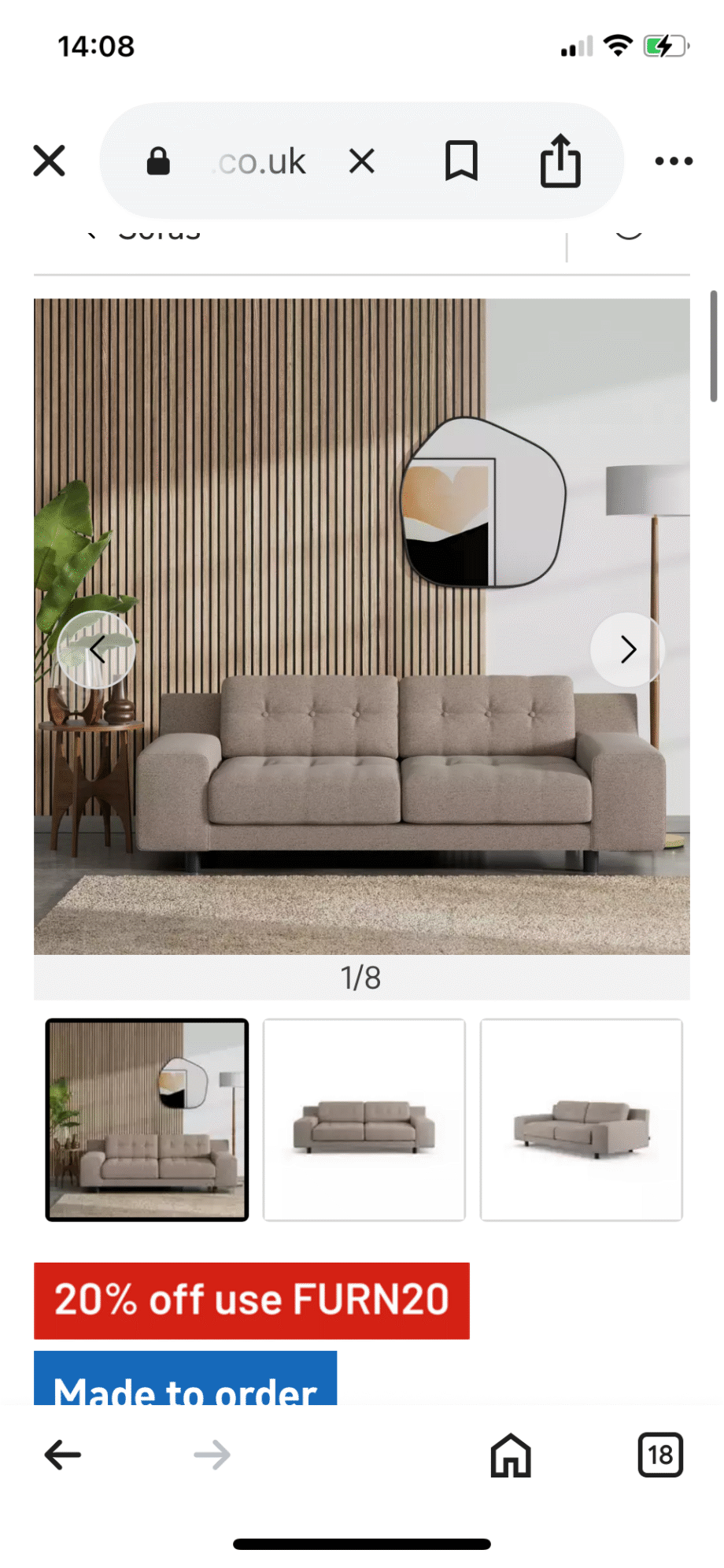 Habitat Hendricks 3 seater Sofa in Grey