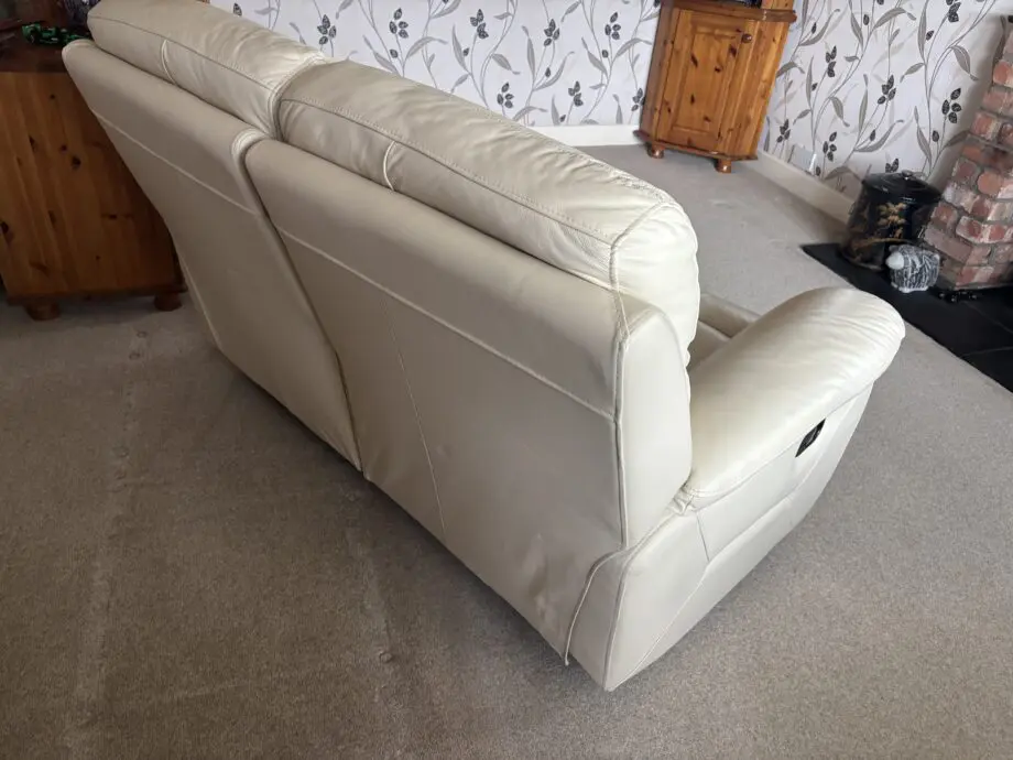DFS 2 Seater Leather Manual Recliner Sofa in Cream